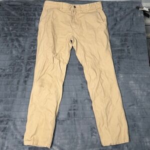 Mountain Khakis Lined Mountain Pant Mens 38x34 Classic Fit Tan Flannel Canvas